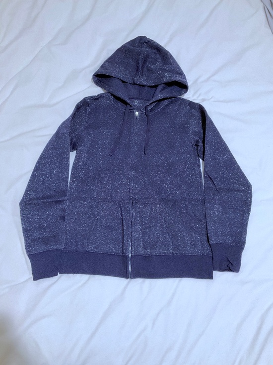 GAP Tops - Gap Hoodie / hooded sweatshirt with zip blue with silver sparkles size XS